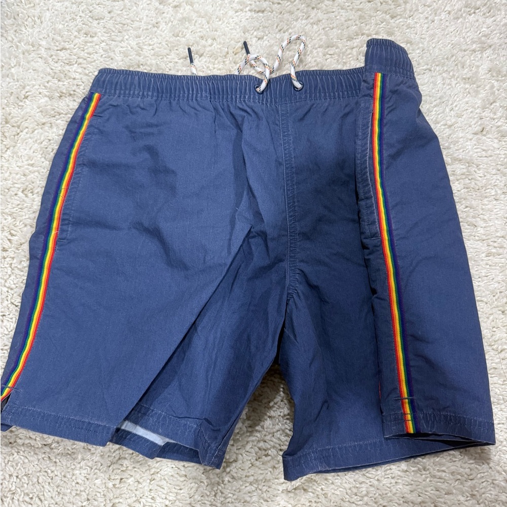 Vineyard Vines Navy Shorts with Rainbow Stripe